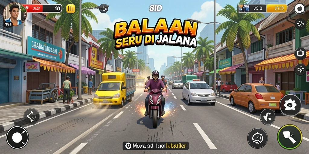 Gameplay balapan seru dengan trek yang menantang.