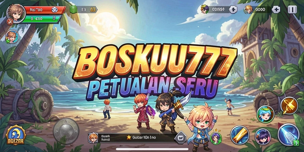 Tampilan gameplay BOSKU777 yang menarik dengan karakter anime.