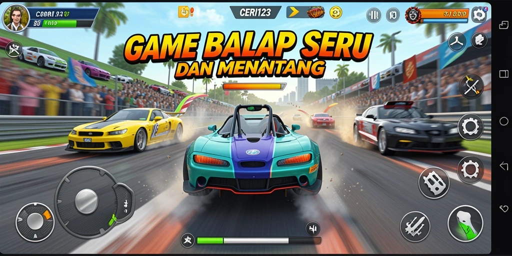 Gameplay seru dan mendebarkan dari CERI123 saat balapan.