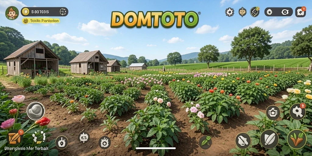 Tangkapan layar menarik dari gameplay pertanian di DOMTOTO.