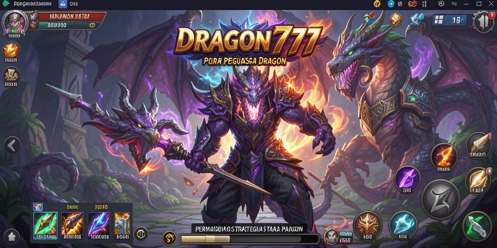 Screenshot gameplay menunjukkan pertempuran strategis yang seru di DRAGON777.
