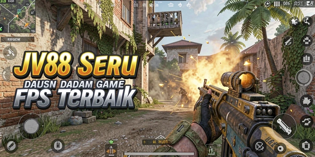 Screenshot utama JV88 menunjukkan aksi menegangkan permainan FPS.