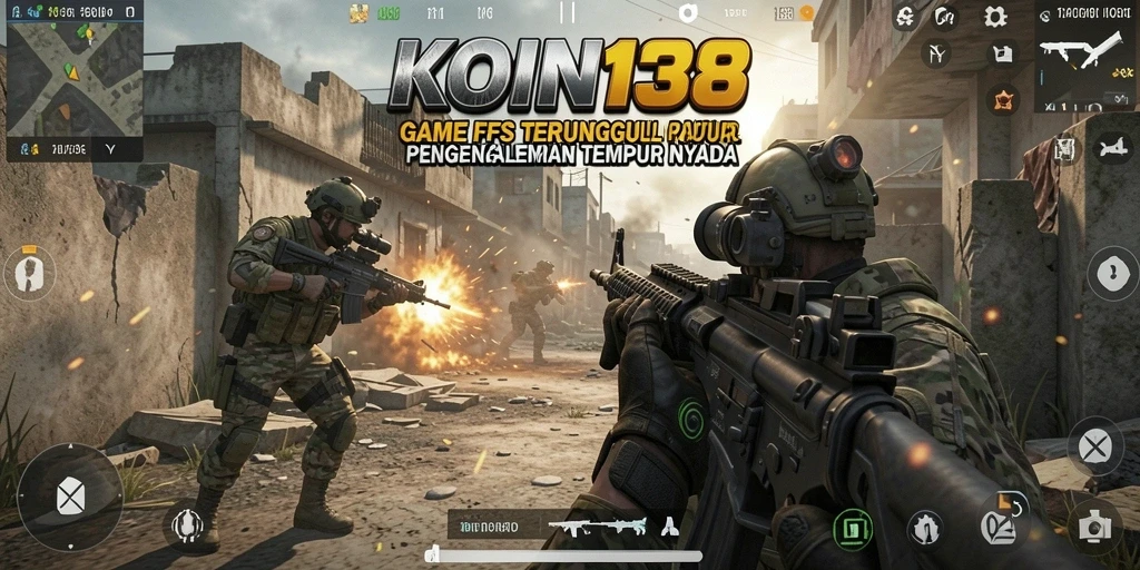 Screenshot utama KOIN138 menampilkan aksi gameplay FPS yang mendebarkan.