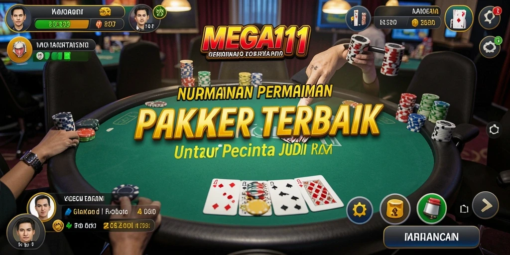 Tampilan utama MEGA111 menampilkan gameplay Poker yang mendebarkan.