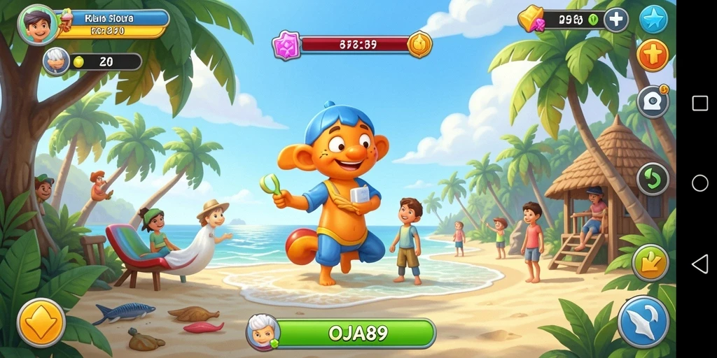 Screenshot OJA89 menampilkan gameplay yang ceria dan interaktif.