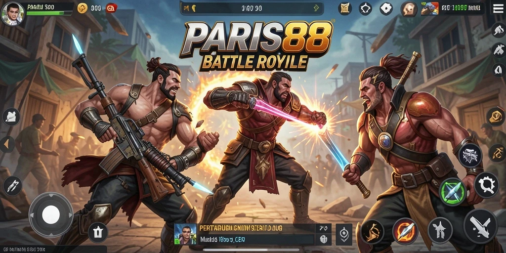 Tampilan gameplay seru di PARIS88 dengan aksi Battle Royale intens.
