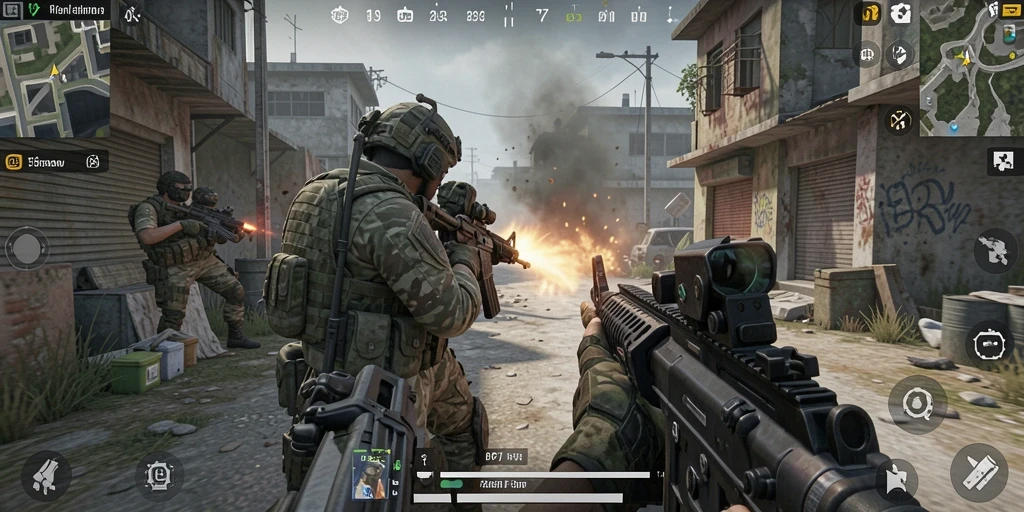 Tampilan gameplay seru dari PP7 dengan aksi tembak-menembak yang mendebarkan.
