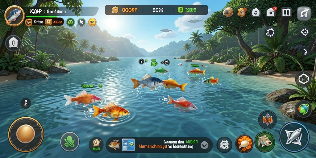 Gameplay QQRP menampilkan aksi memancing yang seru dan realistis.